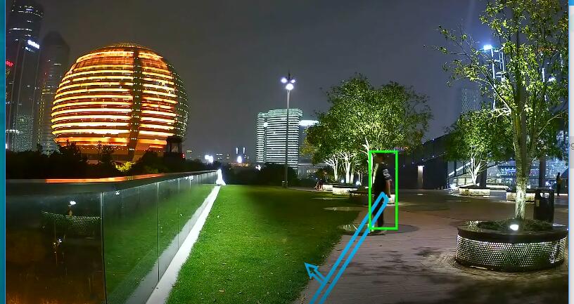 人形越界侦测功能演示，可代替传统的红外对射和电子围栏