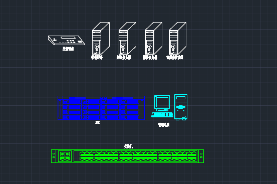交换机、NVR、电脑、服务器、监控键盘图块